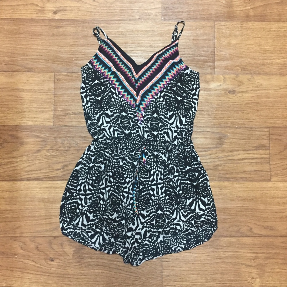 Francesca's Black and White Tribal Print Romper
